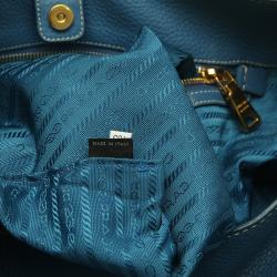 Pre Owned Prada Marine Blue Vitello Daino Leather Hobo