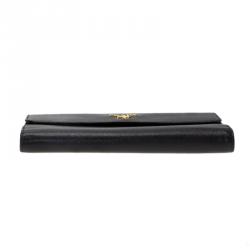 Prada Black Saffiano Leather Long Flap Wallet