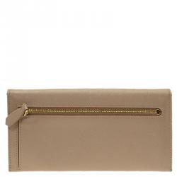 Pre Owned Prada Beige Saffiano Leather Continental Wallet