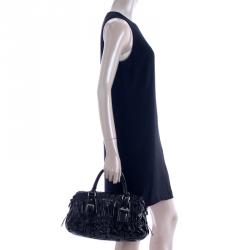 Pre Owned Prada Black Patent Leather Gauffre Satchel