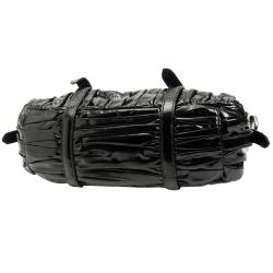 Pre Owned Prada Black Patent Leather Gauffre Satchel