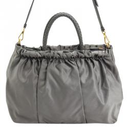 Pre Owned Prada Grey Nylon Shoulder Bag
