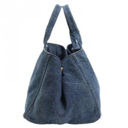 Pre Owned Prada Blue Denim Large Gardener's Tote