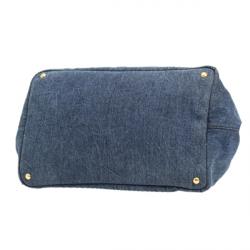 Pre Owned Prada Blue Denim Large Gardener's Tote