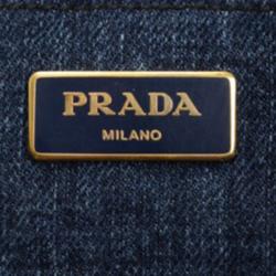 Pre Owned Prada Blue Denim Large Gardener's Tote