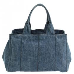Pre Owned Prada Blue Denim Gardener's Tote