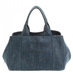 Pre Owned Prada Blue Denim Gardener's Tote
