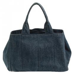 Pre Owned Prada Blue Denim Gardener's Tote