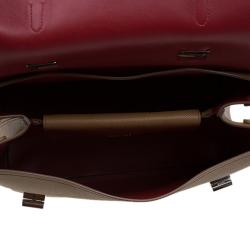Pre Owned Prada Beige Saffiano Cuir Leather Double Turn Lock Satchel