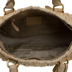 Pre Owned Prada Beige Nappa Gaufre Leather Satchel