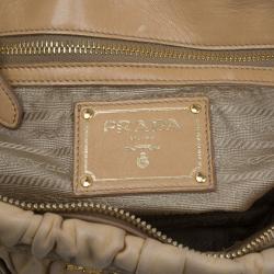 Pre Owned Prada Beige Nappa Gaufre Leather Satchel