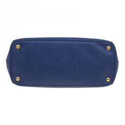 Pre Owned Prada Blue Saffiano Lux Leather Large Double Zip Tote