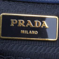 Pre Owned Prada Blue Saffiano Lux Leather Large Double Zip Tote