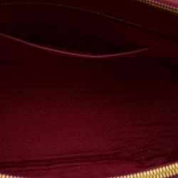 Pre Owned Prada Red Saffiano Lux Leather Large Double Zip Tote