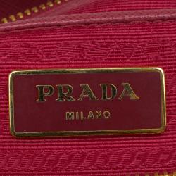 Pre Owned Prada Red Saffiano Lux Leather Large Double Zip Tote