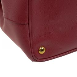 Pre Owned Prada Red Saffiano Lux Leather Large Double Zip Tote