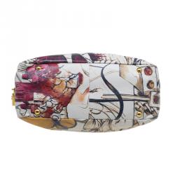 Pre Owned Prada Beige Astro Cervo Lux Leather Limited Edition Fairy Print Bowler Bag