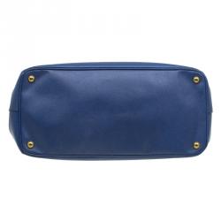 Pre Owned Prada Blue Saffiano Lux Leather Large Tote
