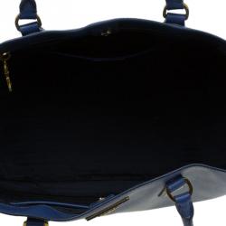 Pre Owned Prada Blue Saffiano Lux Leather Large Tote