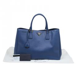 Pre Owned Prada Blue Saffiano Lux Leather Large Tote