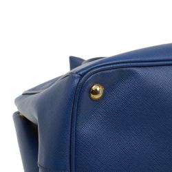 Pre Owned Prada Blue Saffiano Lux Leather Large Tote