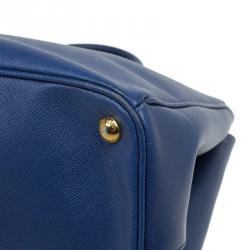 Pre Owned Prada Blue Saffiano Lux Leather Large Tote