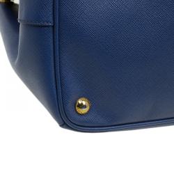 Pre Owned Prada Blue Saffiano Lux Leather Large Tote