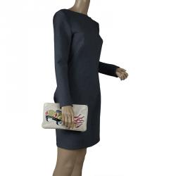 Pre Owned Prada Beige Leather Car-Applique Clutch