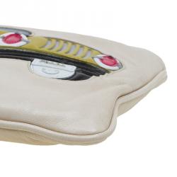 Pre Owned Prada Beige Leather Car-Applique Clutch