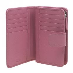 Pre Owned Prada Pink Saffiano Metal Leather Zippy Wallet