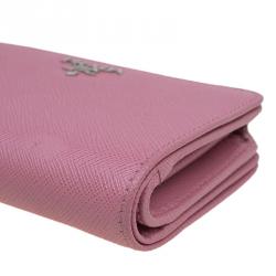Pre Owned Prada Pink Saffiano Metal Leather Zippy Wallet