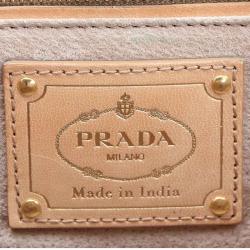 Pre Owned Prada Black Brown Woven Leather 'Madras' Tote