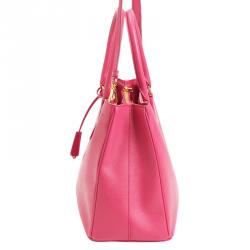 Pre Owned Prada Fuschia Saffiano Lux Leather Small Tote