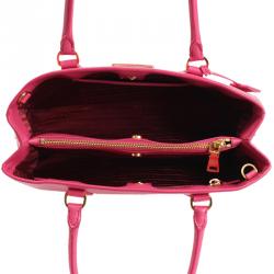 Pre Owned Prada Fuschia Saffiano Lux Leather Small Tote
