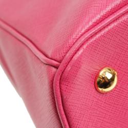 Pre Owned Prada Fuschia Saffiano Lux Leather Small Tote