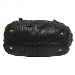 Pre Owned Prada Black Nappa Leather Gaufre Tote
