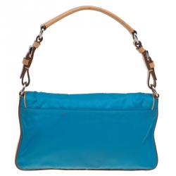 Pre Owned Prada Ocean Blue Nylon Shoulder Bag