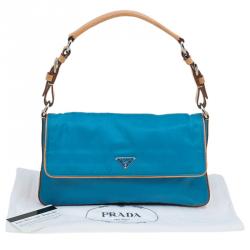 Pre Owned Prada Ocean Blue Nylon Shoulder Bag