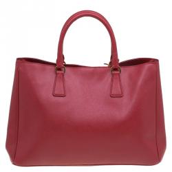 Pre Owned Prada Red Saffiano Lux Leather Large Tote