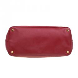 Pre Owned Prada Red Saffiano Lux Leather Large Tote