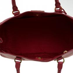 Pre Owned Prada Red Saffiano Lux Leather Large Tote
