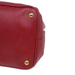 Pre Owned Prada Red Saffiano Lux Leather Large Tote