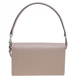 Pre Owned Prada Beige Saffiano Lux Leather Mini Sound Flap Bag