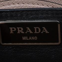 Pre Owned Prada Beige Saffiano Lux Leather Mini Sound Flap Bag