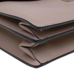 Pre Owned Prada Beige Saffiano Lux Leather Mini Sound Flap Bag