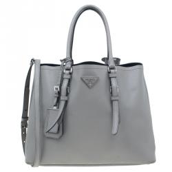 مملوكة مسبقًا Prada Grey Saffiano Soft Leather Convertible Tote