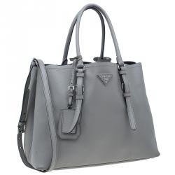 مملوكة مسبقًا Prada Grey Saffiano Soft Leather Convertible Tote