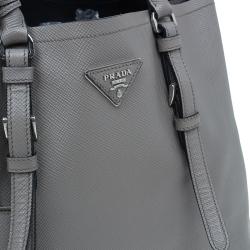 مملوكة مسبقًا Prada Grey Saffiano Soft Leather Convertible Tote