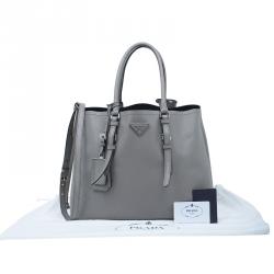 مملوكة مسبقًا Prada Grey Saffiano Soft Leather Convertible Tote