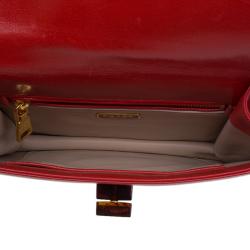 Pre Owned Prada Red Leather Madras Shoulder Bag